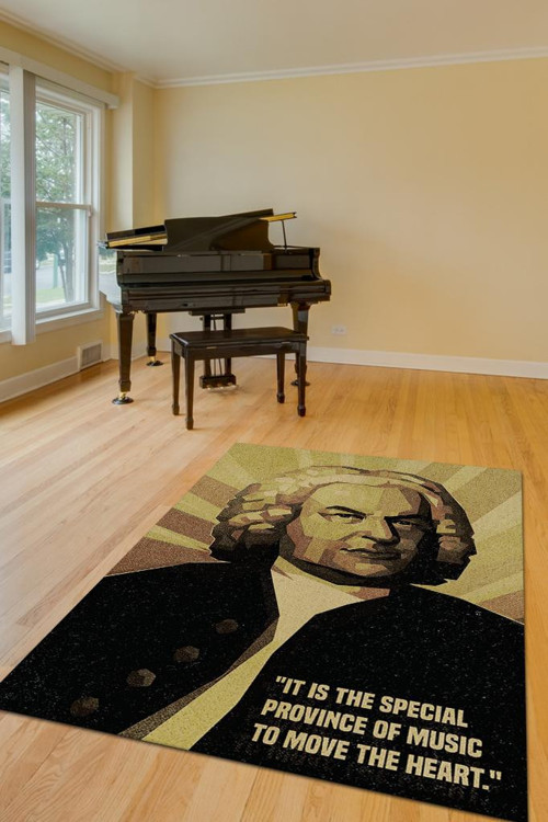 Bach Koyu Renkli Müzisyen Halı Müzsik Severe Hediyelik Halı Geometrik Figürlü Halı
