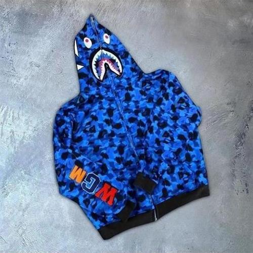 Bape Kapüşonu Fermuarlı Mavi Hırka - Unisex Bape Hoodie 