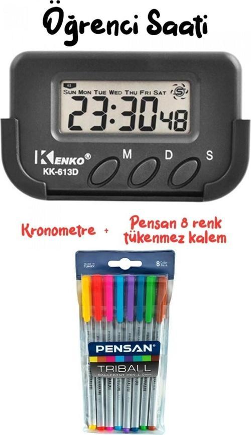 Pomodoro Öğrenci Saati Kronometreli Ders Çalışma Dijital Masa Saati Pensan 8 Renk Tükenmez Kalem