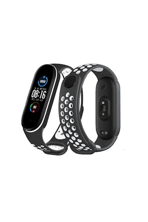 Xiaomi Mi Band 4 Spor Delikli Kordon - Siyah-Beyaz