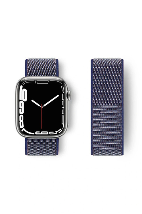 Apple Watch 42mm Hasırlı Cırtcırtlı Kordon - Lacivert