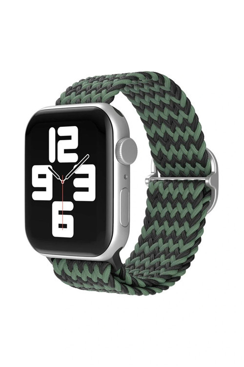 Apple Watch 38mm Star Kordon - Zigzag Yeşil-Siyah