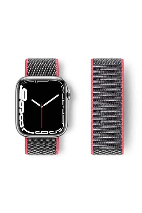 Apple Watch 38mm Hasırlı Cırtcırtlı Kordon - Pembe