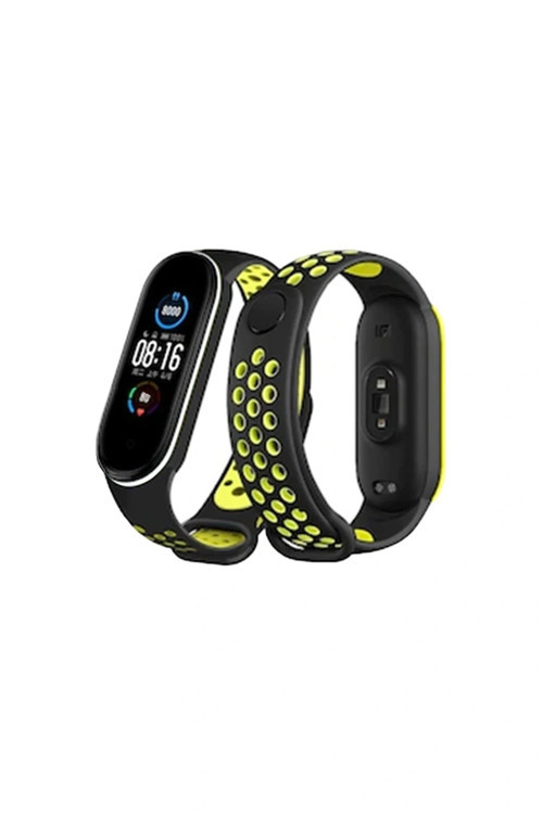 Xiaomi Mi Band 4 Spor Delikli Kordon - Siyah-Yeşil-Beyaz