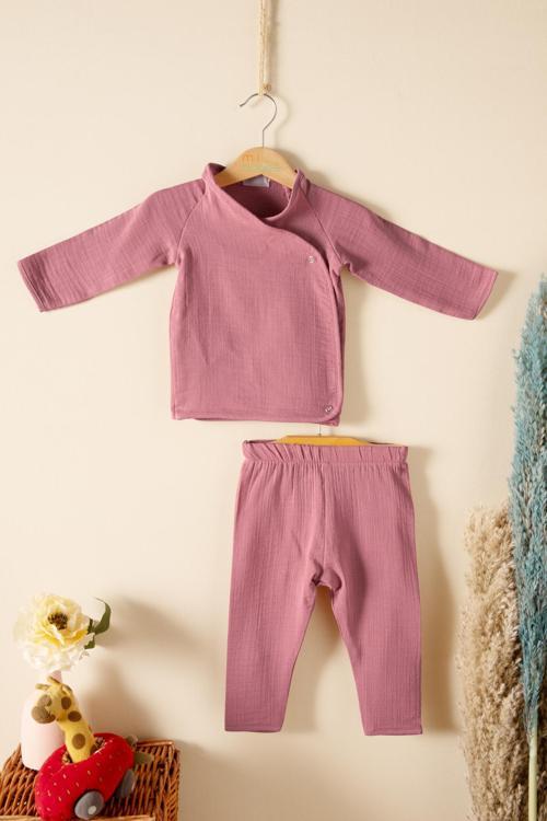 Bebek, Çocuk, Çıtçıtlı, Alt Üst Takım, Müslin Kumaş, % 100 Pamuk, Organik Kumaş, Yazlık