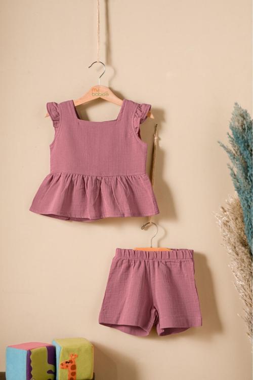 %100 Pamuk Müslin Kız Çocuk Takım