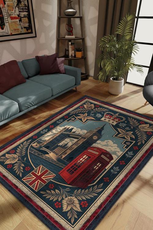Şehirlerde New York Temalı Dijital Baskı Yıkanabilir Pamuk Tabanlı New York  Temalı Halı