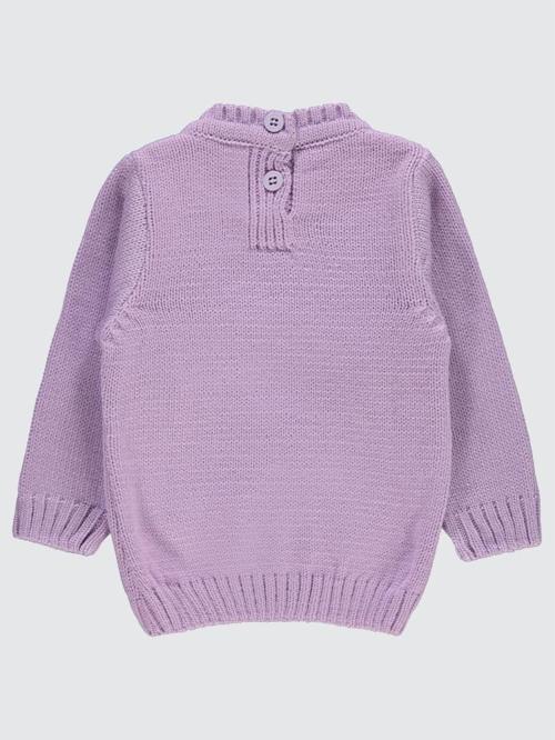 C Nakışlı Düz 6-18 Ay Kazak - Lila9-12 Ay