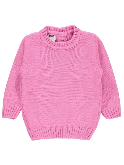 C Nakışlı Düz 6-18 Ay Kazak - Pembe9-12 Ay