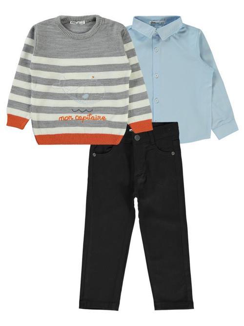 Mon Capitoıne Nakışlı 3'lu 2-5 Yaş Takım - Gri5-6 Yaş