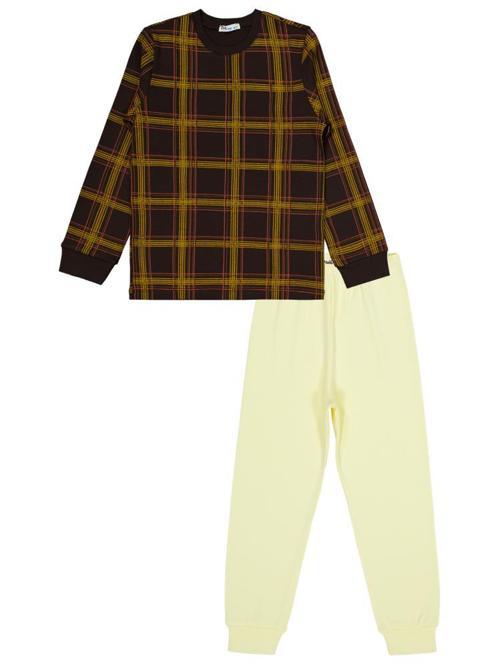 Ekose Empirmeli 6-9 Yaş Pijama Takımı - Kahverengi7-8 Yaş