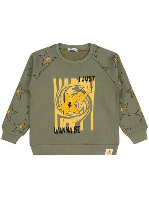 Wanna Be Yıldız Baskılı 6-9 Yaş Sweatshirt - Haki8-9 Yaş