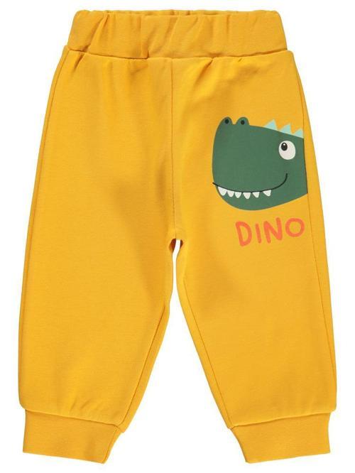 Dinozor Baskılı 6-18 Ay Tek Alt Bebe - Hardal6-9 Ay