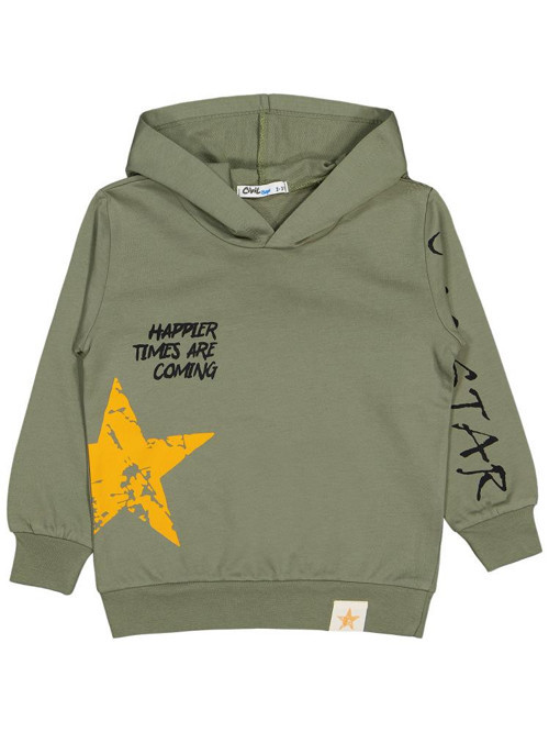 Cool Star Baskılı 2-5 Yaş Sweatshirt - Haki4-5 Yaş