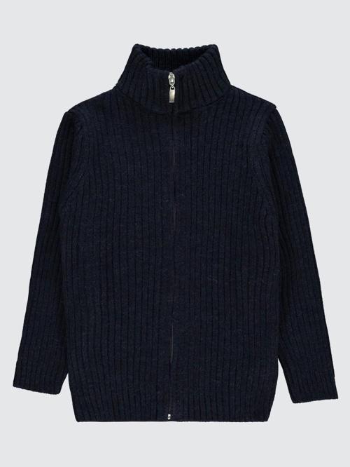 Fermuarlı Fitilli 6-9 Yaş Hırka - Lacivert7-8 Yaş