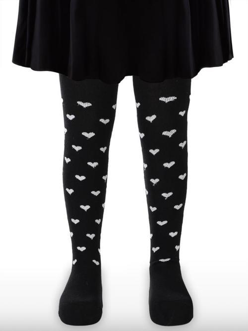 Simli Kalp 3-11 Yaş Kız Külotlu Çorap - Siyah9-10 Yaş
