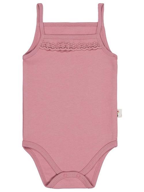 Penye İp Askılı Dantelli 3-9 Ay Kız Çıtçıtlı Badi - Pembe9-12 Ay