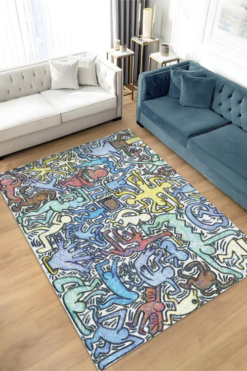 Tuttomondo Graffiti Temalı Renkli Hediyelik Genç Odası Halısı Geometrik Graffiti Halısı