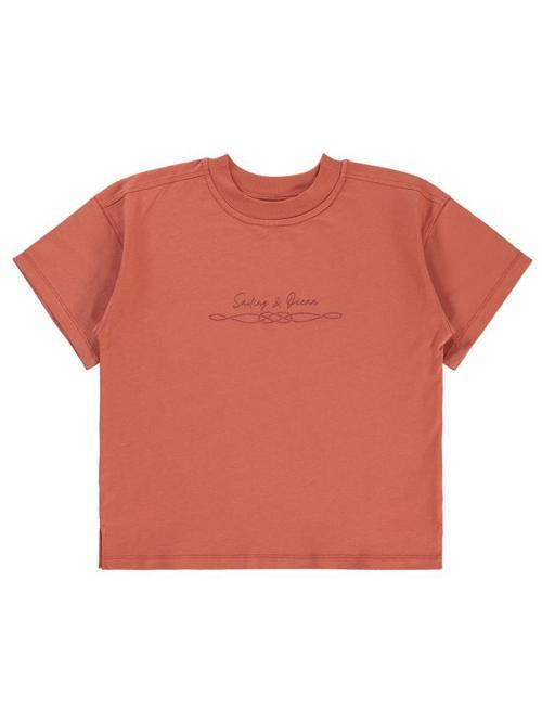 Sailing Baskılı Oversize 10-13 Yaş Tişört - Turuncu11-12 Yaş