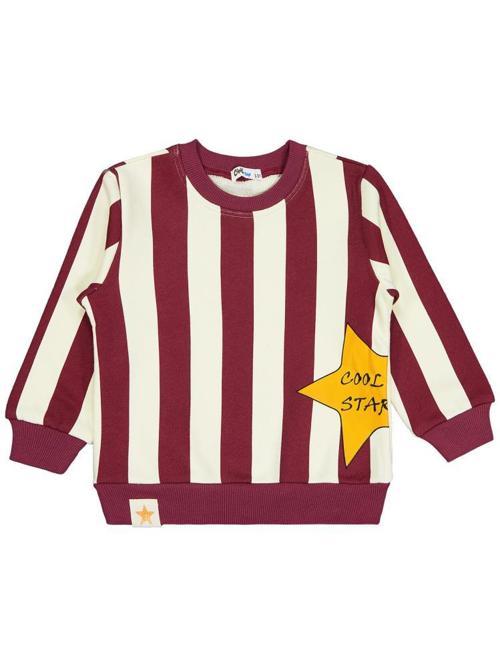 Çizgili Yıldız Baskılı 2-5 Yaş Sweatshirt - Bordo2-3 Yaş
