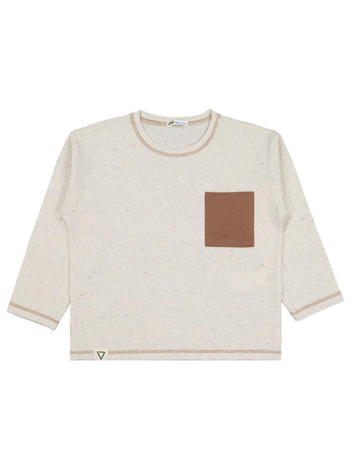 Cepli Overlok Dikişli 2-5 Yaş Sweatshirt - Bej5-6 Yaş