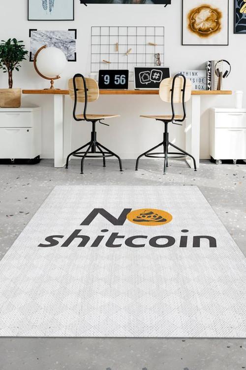 No Shitcoin Beyaz Renkli Halı Baskı Halı Figürlü Genç Odası Halısı Dokuma Tabanlı Halı