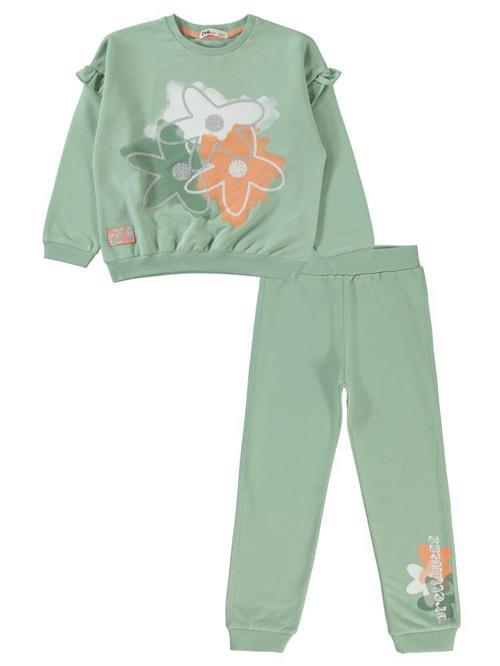 Flowers Baskılı 6-9 Yaş Eşofman Takımı - Yeşil9-10 Yaş