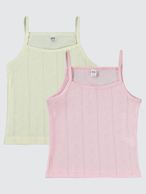 Jakarlı Kalp 2-10 Yaş 2'li Atlet Set - Ekru2-3 Yaş