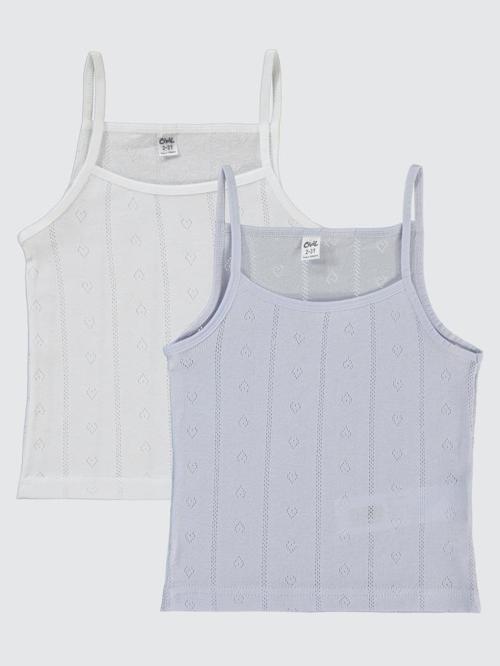 Jakarlı Kalp 2-10 Yaş 2'li Atlet Set - Beyaz6-7 Yaş