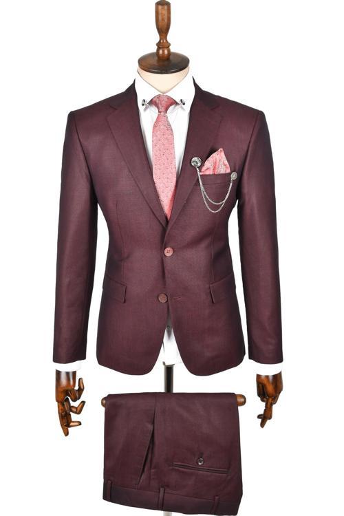 Erkek Kahve Çift Düğme Çift Yırtmaç 2li Takım Elbise 2300384