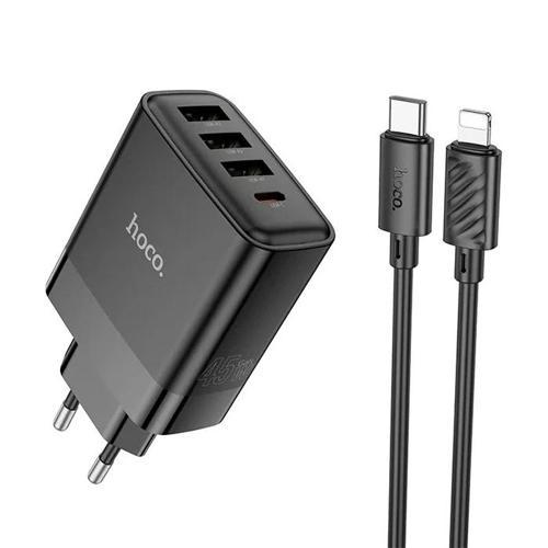 HOCO C127A PD45W(1C3A) Hızlı Şarj Aleti + Type-C to iPhone Lightning Kablo Seti-(5775)