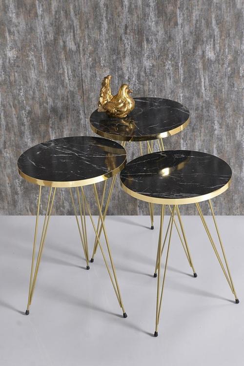 Zigon Sehpa Gold Bendir Tel Ayak