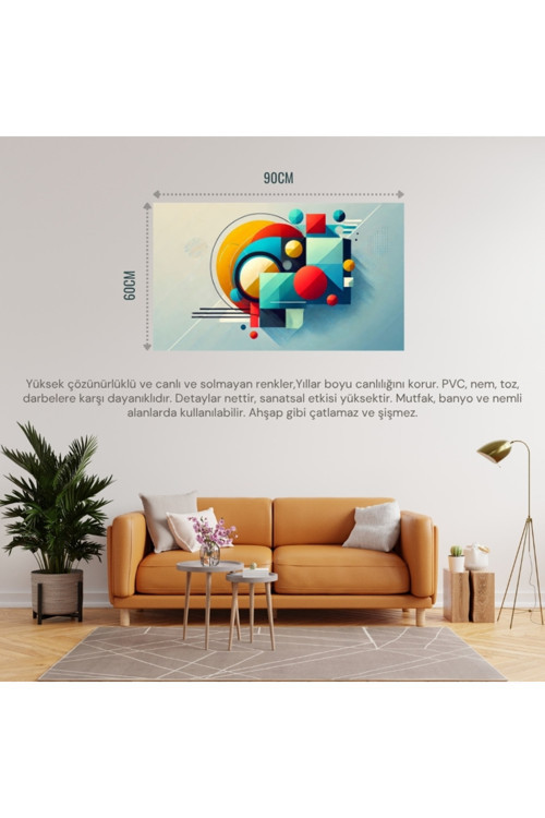 Soyut Geometrik Şekiller Ve Renkler 07 Çerçevesiz 90X60Cm Pvc Tablo