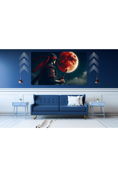 Ti-Play Uzun Gece Kanlı Ay 60X90Cm Modern Samuray Pvc Çerçevesiz Tablo