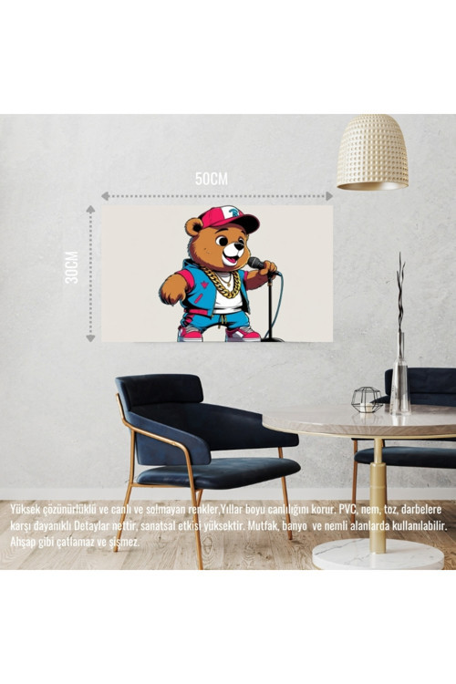 Rapçi Ayı 08 Çerçevesiz 50X30 Cm Pvc Tablo