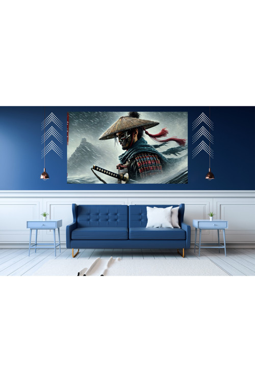 Ti-Play Yaralı Yüz 60X90Cm Modern Samuray Pvc Çerçevesiz Tablo
