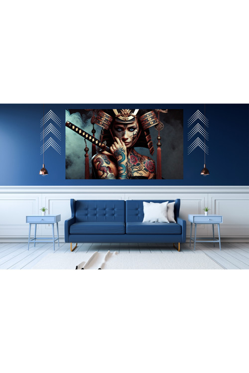 Ti-Play Yurıko 60X90Cm Modern Kadın Samuray Pvc Çerçevesiz Tablo