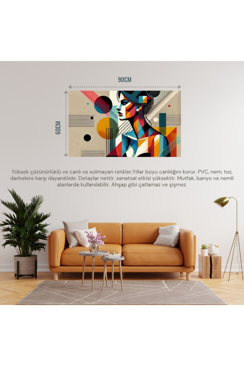 Soyut Kadın Temalı 07 Çerçevesiz 90X60Cm Pvc Tablo