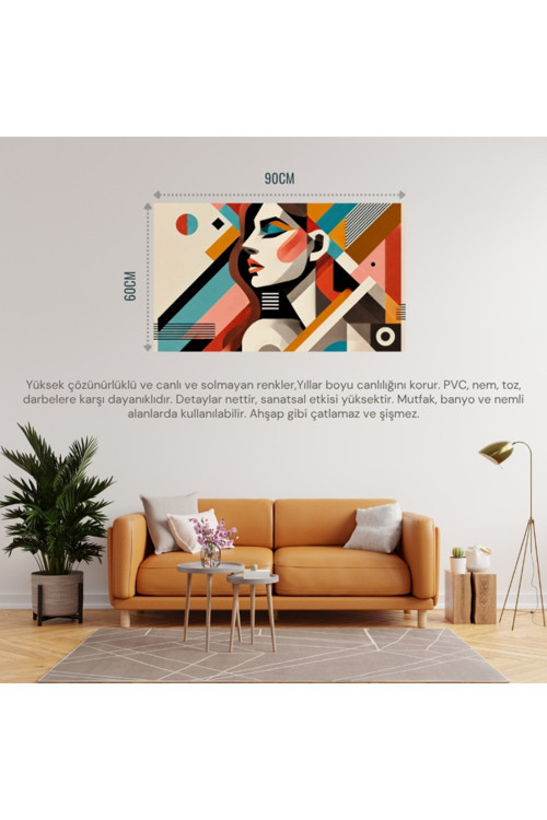 Soyut Kadın Temalı 08 Çerçevesiz 90X60Cm Pvc Tablo