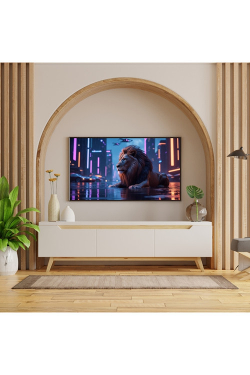 Hayvan Figürlü Aslan Şehirde Iıı Pvc 60X90 Cm Çerçevesiz Tablo 41