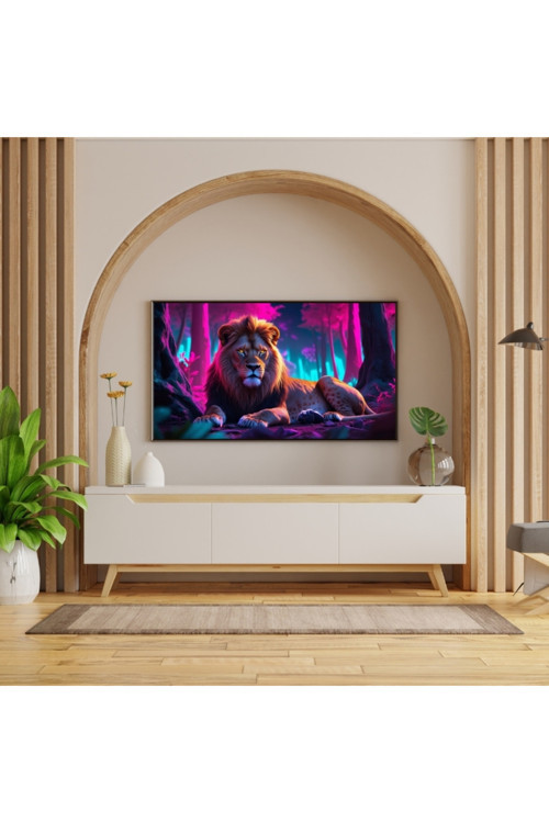 Hayvan Figürlü Ateşli Gözler Iıı Aslanlı Pvc 60X90 Cm Çerçevesiz Tablo 34