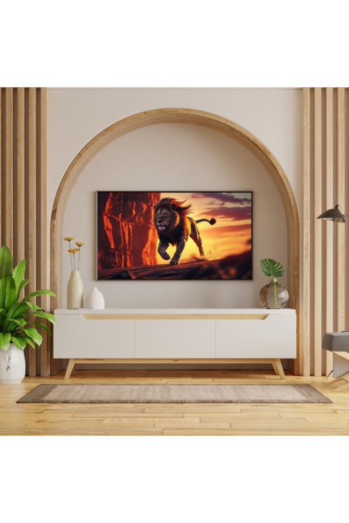 Hayvan Figürlü Av Mevsimi Dağlar Aslanlı Pvc 60X90 Cm Çerçevesiz Tablo 22