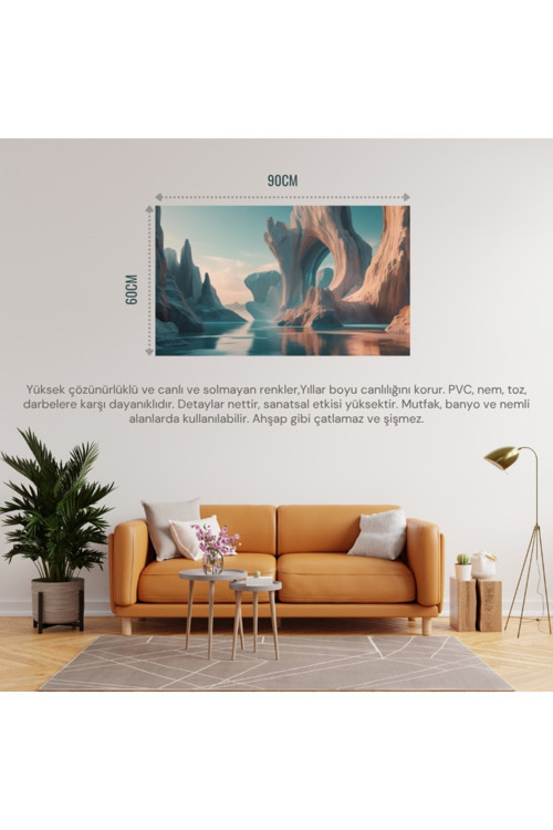 Soyut Tablo Fantastik Niş 01 Çerçevesiz 90X60Cm Pvc Tablo