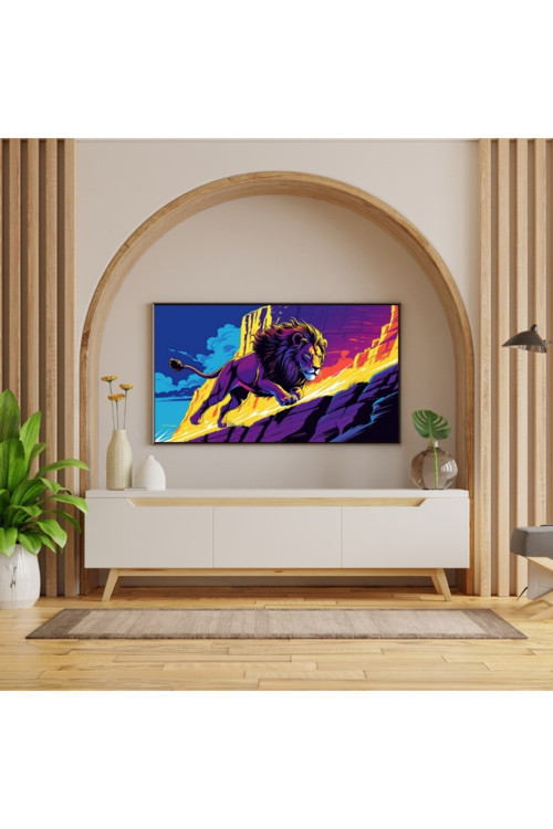 Hayvan Figürlü Gün Batımı Aslanlı Pvc 60X90 Cm Çerçevesiz Tablo 05