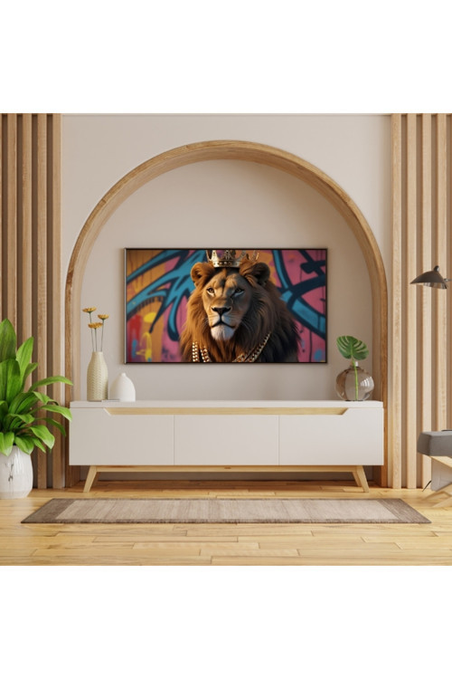 Hayvan Figürlü Rapçi Kral Aslanlı Pvc 60X90 Cm Çerçevesiz Tablo 03