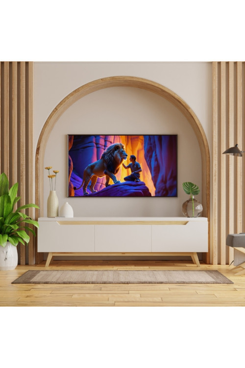 Hayvan Figürlü Sahip Ve Aslan I Pvc 60X90 Cm Çerçevesiz Tablo 48