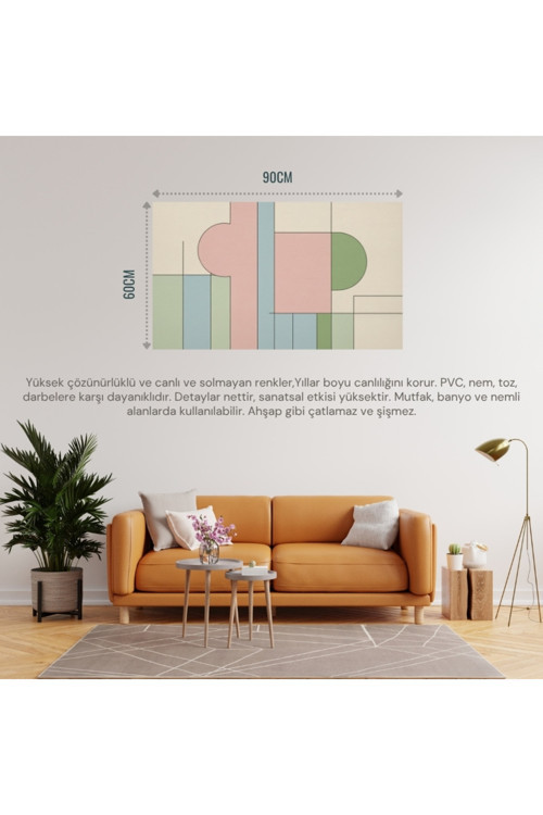 Soyut Tablo Modern Minimalist Soyut Sanat 03 Çerçevesiz 90X60Cm Pvc Tablo