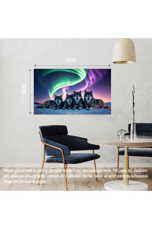 Kurt Kuzey Işıkları Altında Huzur İçinde Dinleniyor 04 Çerçevesiz 50X30 Cm Pvc Tablo