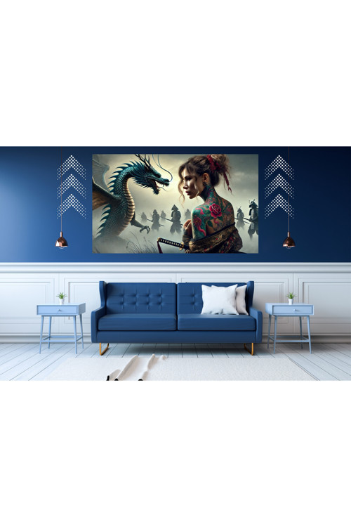 Ti-Play Assassin Woman Ejderha 60X90Cm Modern Samuray Pvc Çerçevesiz Tablo