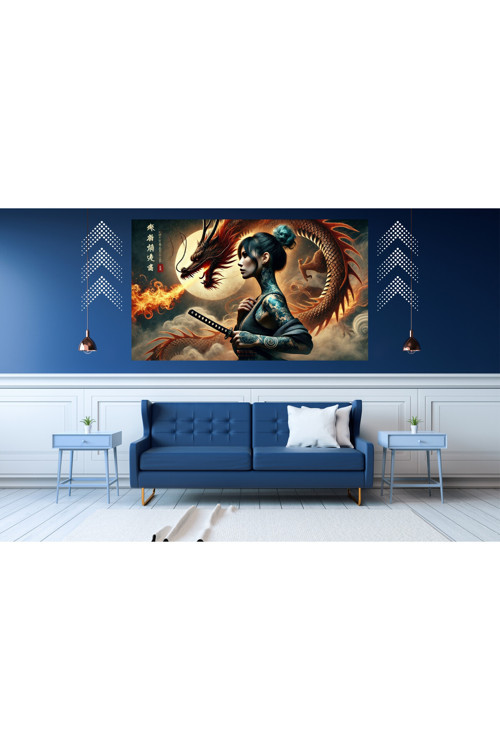Ti-Play Assassin Woman Hazır 60X90Cm Modern Samuray Pvc Çerçevesiz Tablo